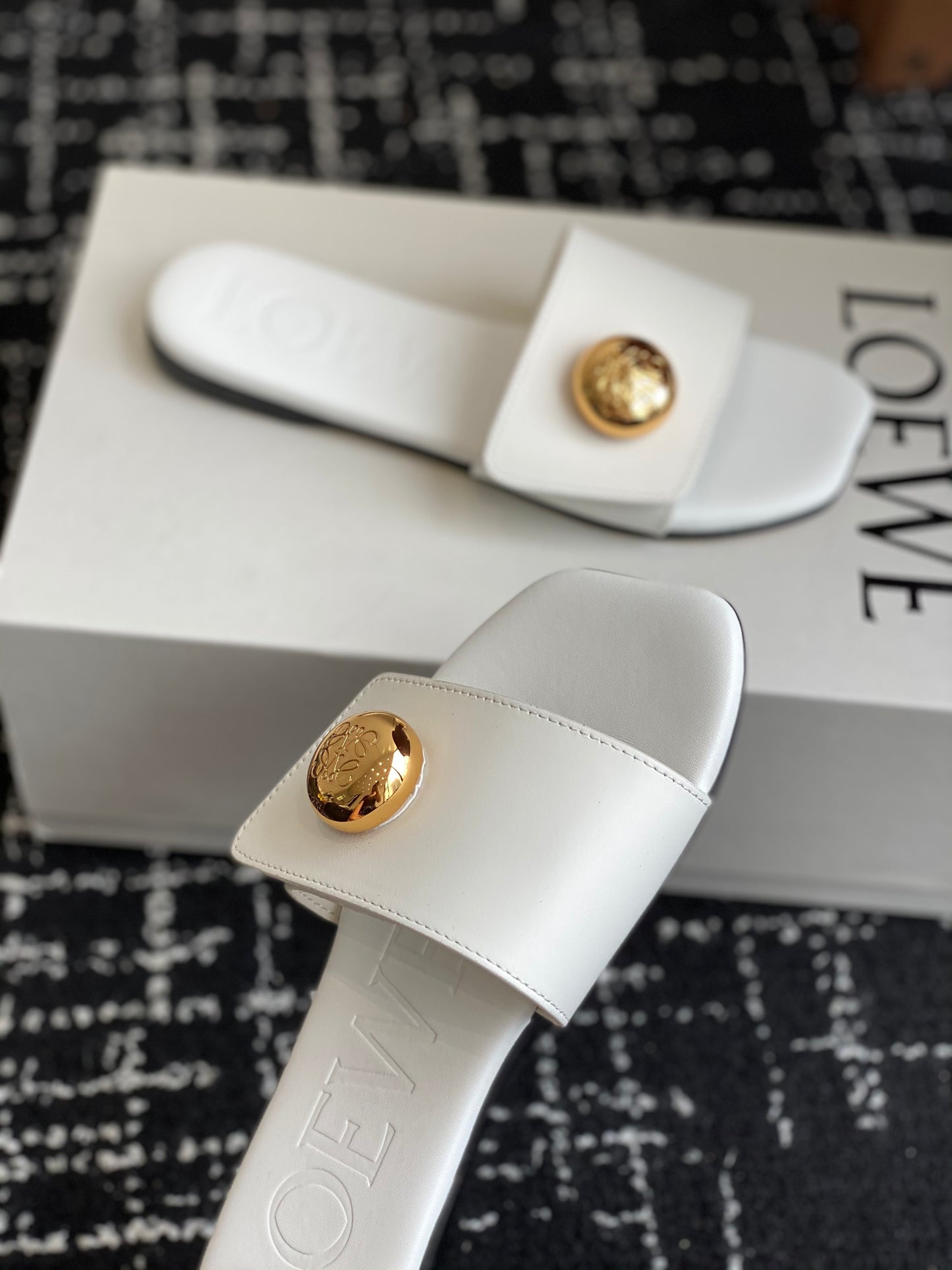 Loewe-slippers 25ss White Spring/Summer New Flat Slippers