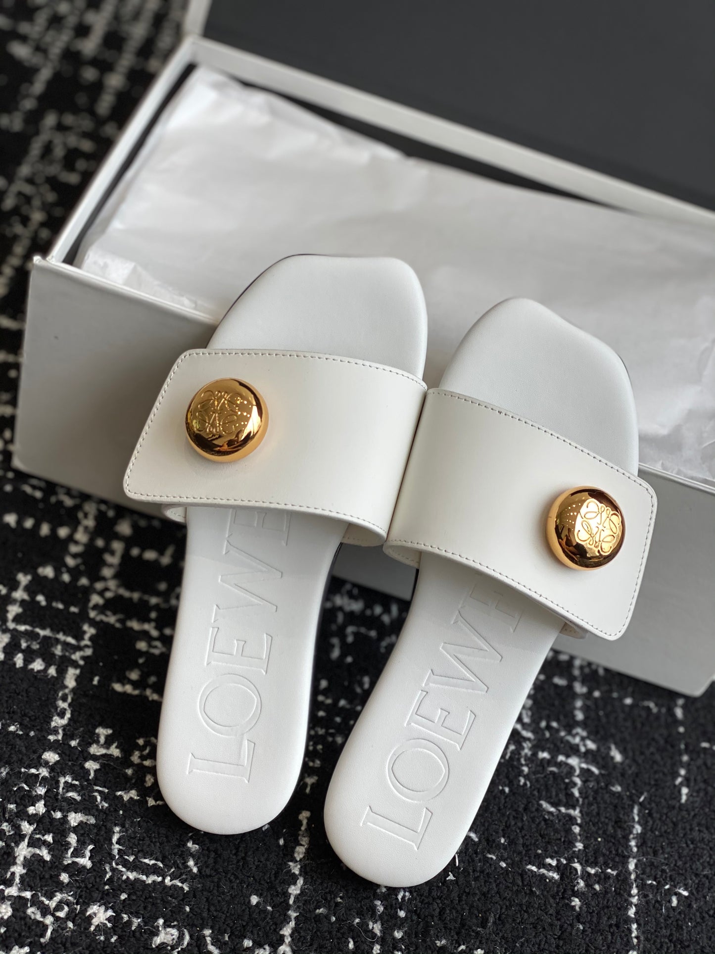 Loewe-slippers 25ss White Spring/Summer New Flat Slippers