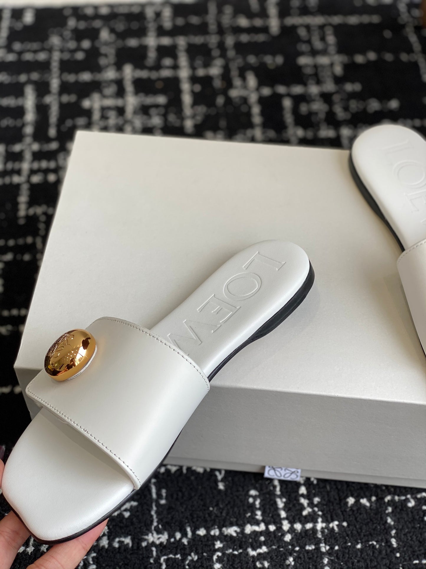 Loewe-slippers 25ss White Spring/Summer New Flat Slippers