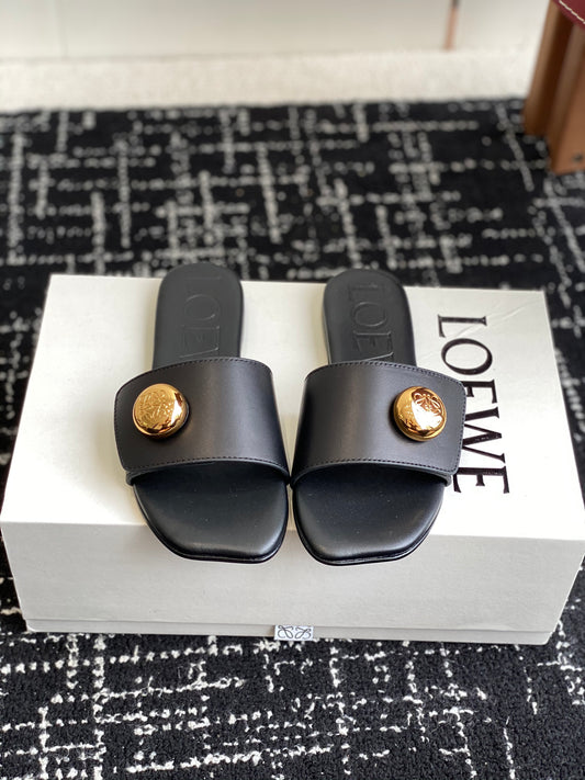 Loewe-slippers 25ss Black Spring/Summer New Flat Slippers