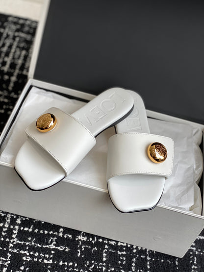 Loewe-slippers 25ss White Spring/Summer New Flat Slippers