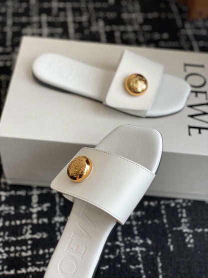 Loewe-slippers 25ss White Spring/Summer New Flat Slippers