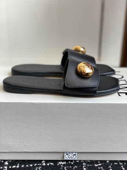 Loewe-slippers 25ss Black Spring/Summer New Flat Slippers