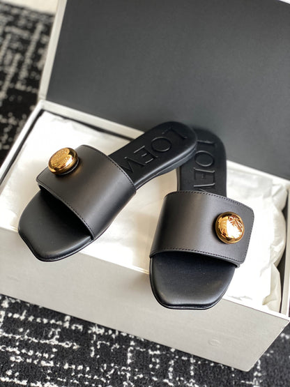 Loewe-slippers 25ss Black Spring/Summer New Flat Slippers