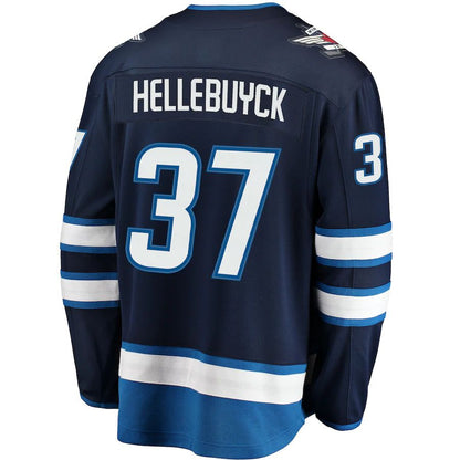 W.Jets #37 Connor Hellebuyck Fanatics Branded Breakaway Replica Jersey Navy Stitched American Hockey Jerseys LINKS