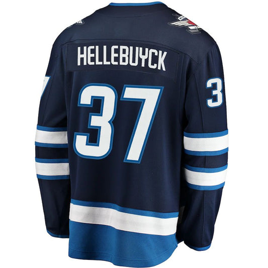 W.Jets #37 Connor Hellebuyck Fanatics Branded Breakaway Replica Jersey Navy Stitched American Hockey Jerseys LINKS