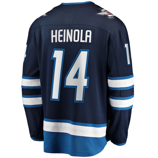 W.Jets #14 Ville Heinola Fanatics Branded Home Breakaway Player Jersey  Navy Stitched American Hockey Jerseys LINKS