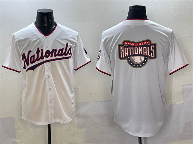 Washington Nationals Team Big Logo White Limited Stitched Baseball Jersey