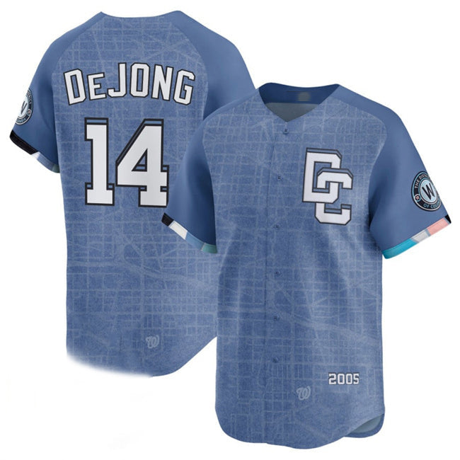 Washington Nationals #14 Paul DeJong Blue 2025 City Connect Limited Stitched Baseball Jersey