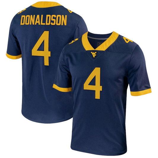 W.Virginia Mountaineers #4 CJ Donaldson NIL Football Game Jersey ¡§C Navy American College Jerseys