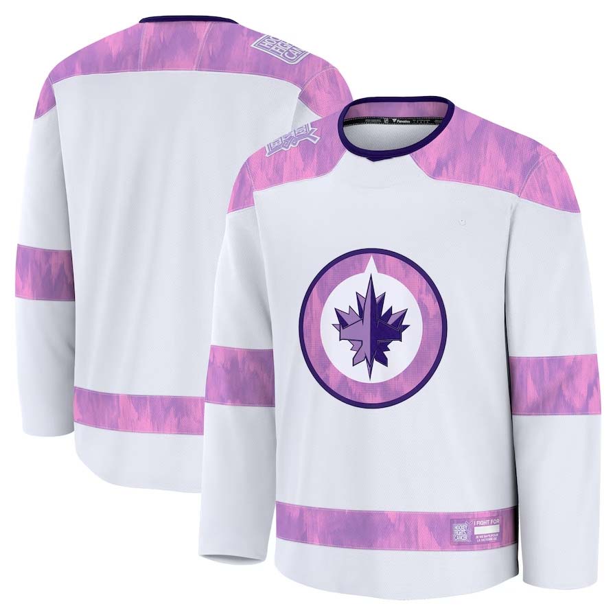 W.Jets Fanatics 2024 Hockey Fights Cancer Practice Jersey - White Stitched American Hockey Jerseys LINKS