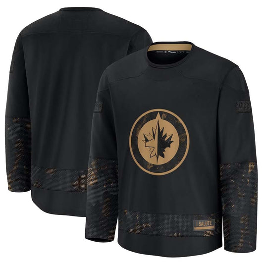 W.Jets Fanatics 2024 Military Appreciation Practice Jersey - Black Stitched American Hockey Jerseys LINKS