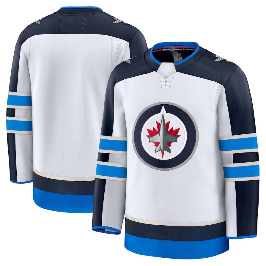 W.Jets Fanatics Away Premium Jersey - White Stitched American Hockey Jerseys LINKS