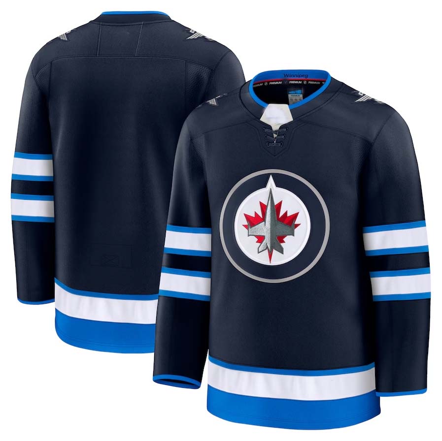 W.Jets Fanatics Home Premium Jersey - Navy Stitched American Hockey Jerseys LINKS