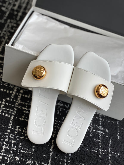 Loewe-slippers 25ss White Spring/Summer New Flat Slippers
