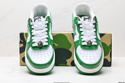 Bape-Shoes Green Sk8 Sta Low Casual Sports Shoes